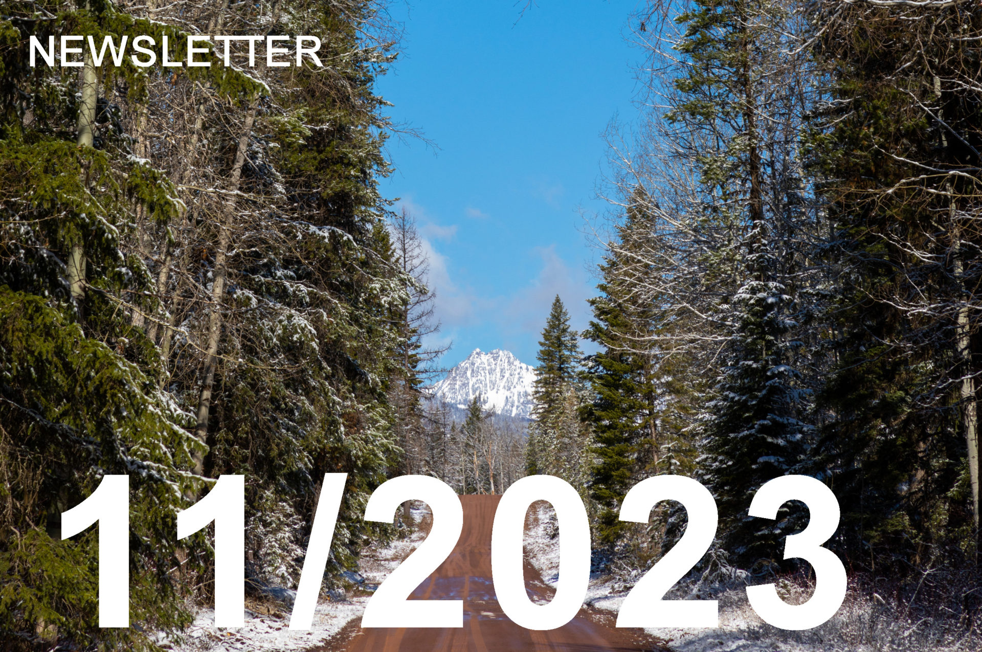 photo is of a mountain road with a snow-capped mountain at the end of it.